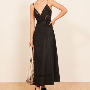 Reformation Black Daria Wrap Dress